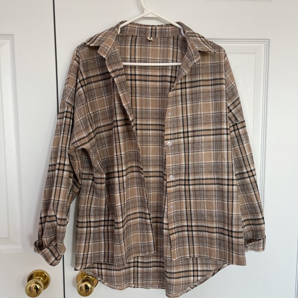 Oversized brown plaid shirt - Picture 2 of 2